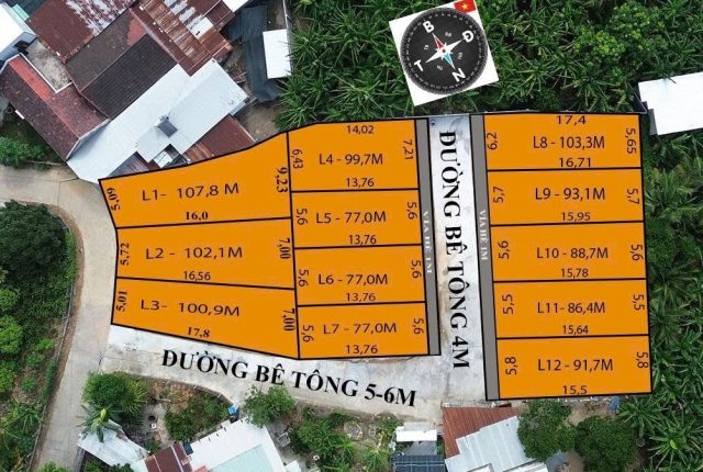 Đất bán thôn An Ninh Diên Khánh 103m², ngang 6,2m, đường bê tông 5m